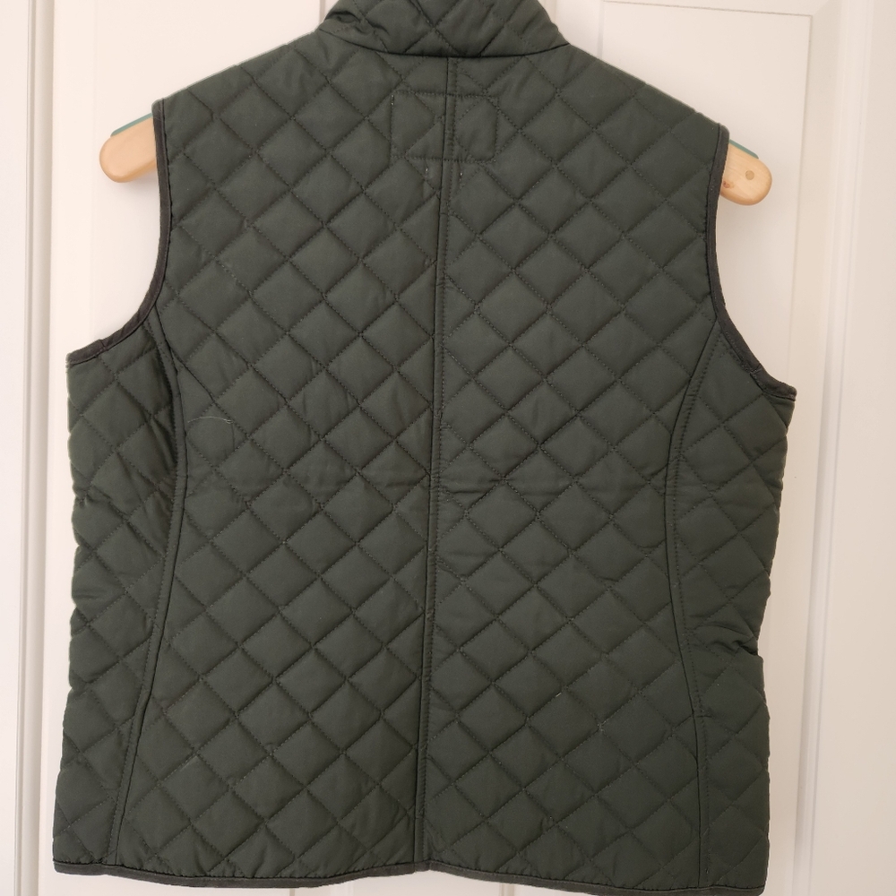 Olive Green Quilted Vest Van Heusen Sleeveless Zippers Fall Cabincore Gorp Small - Picture 3 of 13